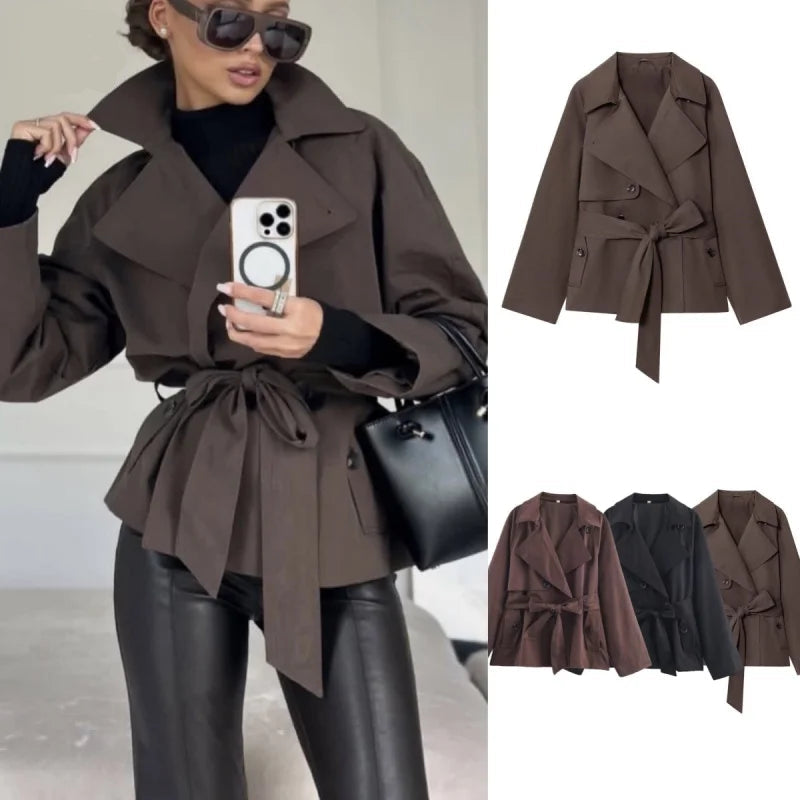 Gabardina Doble Botonadura con Cinturón