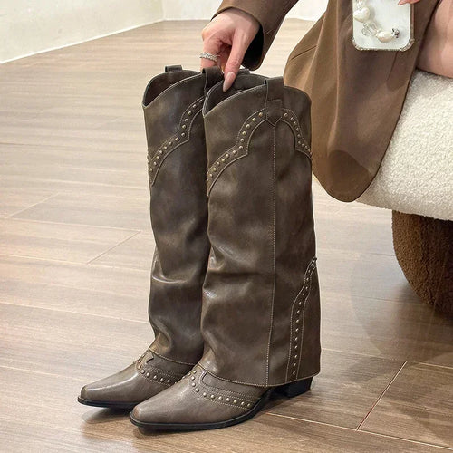 Botas Cowboy de Caña Alta · Tacón Cuadrado
